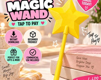 Porta carte di credito STL Magic Wand – Manico telescopico STL/ Stampa 3D / Tocca per pagare / Download immediato