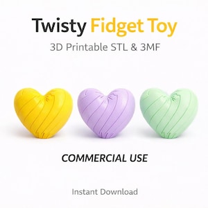 Juguete giratorio STL para venta / Archivo de impresión 3D para uso comercial / Corazón antiestrés para imprimir en el mismo lugar / Modelo para venta al por mayor / Descarga 3MF de fácil impresión