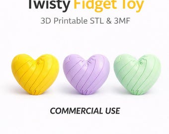 Twisty Toy STL for Selling | Commercial Use 3D Print File | Print in Place Fidget Heart | Bulk Seller Model | Easy Print 3MF Download