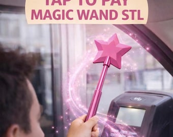 Surprise Card Holder Wand STL, Tap to Pay Magic Gadget, Hidden NFC 3D Print File, Star Tapto  Wand 3MF files