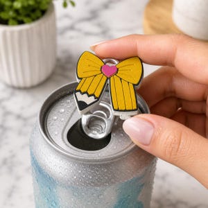 Pencil Bow Can Opener STL 3MF, Teacher Gift Nail Saver Keychain 3D Print File, Back to School Commercial Use image 2