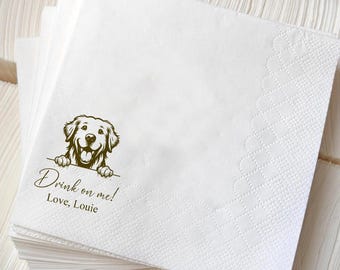 Personalized Pet Portrait Cocktail Napkins, Custom Dog Wedding Napkins, Cat Party Beverage Napkins, Custom Pet Napkins for Wedding & Events