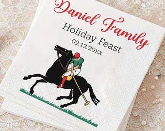 Servilletas de cóctel con diseño de caballo de polo vintage, decoración para fiestas ecuestres, servilletas de cumpleaños con temática del Derby, servilletas desechables con diseño de rancho del oeste.
