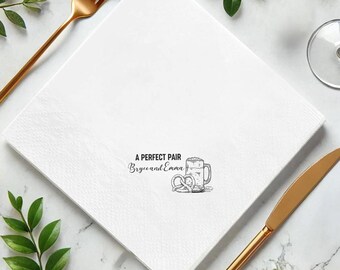 A Perfect Pair Wedding Pizza And Wine Cocktail Paper Napkins, Wedding Pizza & Wine Cocktail Napkins, Engagement Party, Pizza Bar Decor