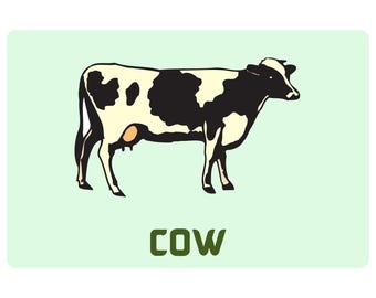 Farm Animals Flash Cards: Educational Montessori Printable (Digital Download)