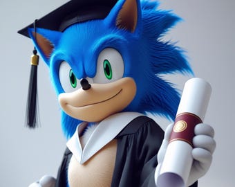 graduate sonic character | sonic cartoon  | PNG file |