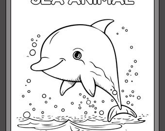 Dolphin Coloring Page | Sea Animal Printable (Digital Download)