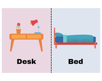 Home Furniture Flash Cards: Montessori Learning, Toddler Vocabulary (Digital Download)