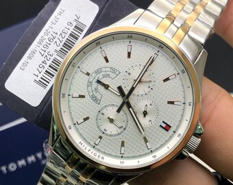 Tommy Hilfiger 1791617 Shawn Men Watch Two Tone Rose Gold Silver White Dial Chronograph
