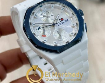 Tommy Hilfiger Chronograph Watch: Blue Dial, Stainless Steel Band