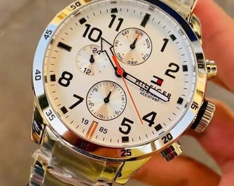 Tommy Hilfiger Men's Silver Stainless Steel Chronograph Watch.new with tags