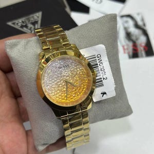 Vintage GUESS GW0202L2 Women&#39;s Gold-Tone Crystal Dial Watch – Japan Quartz   .New with tags