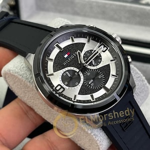 Tommy Hilfiger Sport Multifunction Watch: Black Silicone Band, Stainless Steel Case