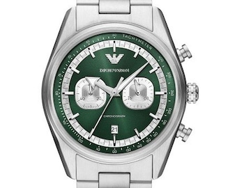 Emporio Armani AR11637 Racer Men's Watch Green Dial Chronograph Stainless Steel 42mm