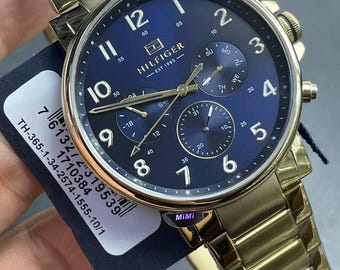 Tommy Hilfiger  Daniel Men Watch Navy Blue Dial Gold Tone Steel Chronograph