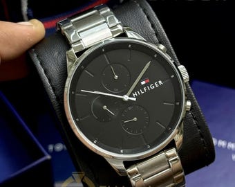 Tommy Hilfiger Men’s Stainless Steel Black Dial Multi-Function Watch.new with tags