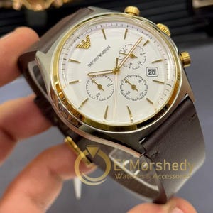 Emporio Armani Burgundy Dial Stainless Steel Quartz Watch - Water Resistant