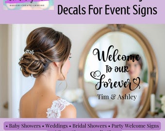 Custom Event Sign Decal | Personalized Welcome Vinyl Lettering for Weddings, Parties