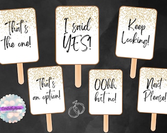 Ho detto sì al vestito, Segni di pagaia per lo shopping dell'abito da sposa - Colore - PDF stampabile, Download istantaneo, Oro, Glitter