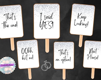 Ho detto sì al vestito, Segni di pagaia per lo shopping dell'abito da sposa - Colore - PDF stampabile, Download istantaneo, Argento, Glitter