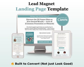 Coastal Lead Magnet Landing Page Template Canva | Lead Generation, Email List Builder, Sales Funnel, Coaches, Course Creators, Editable