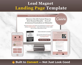 Lead Magnet Landing Page Template for Coaches, Consultants & Course Creators | Lead Generation, Email List Builder, Sales Funnel, Canva