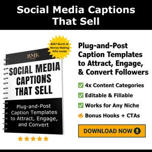Social Media Captions & Posts That Sell | Plug-and-Play Content Templates for Facebook, Instagram, Etsy to Boost Engagement, Leads and Sales