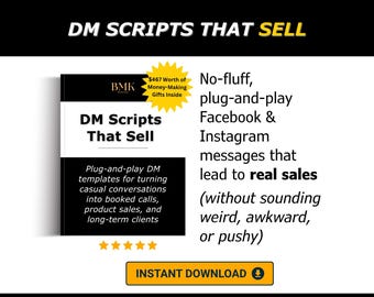 DM-scripts die verkopen | Invulbare Instagram- en Facebook-berichten voor coaches, makers en digitale verkopers om DM's om te zetten in sales