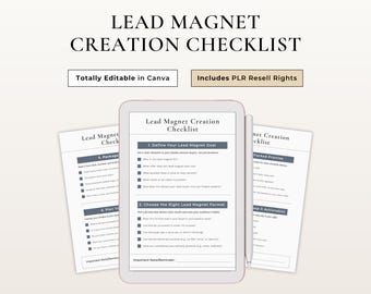 Lead Magnet Creation Checklist PLR MRR | Canva Template for Coaches & Course Creators, Build Freebies That Grow Your Email List Fast