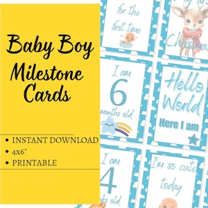 Cartes d'étape pour bébé garçon | Cartes d'étape imprimables | Cartes bleu clair avec bordure nuage | Téléchargement numérique