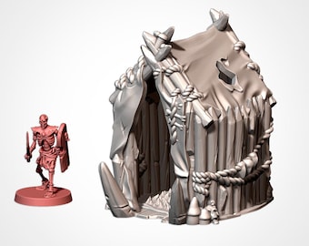 Goblin Hut 01 – Goblin Camp Scenery – Fantasy Terrain for Tabletop Wargaming, TTRPG, Dioramas and Hobby Painting