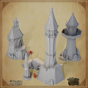 Elf Buildings Terrain Set • The Watchers of Calethryn • DnD Elven Scenery • Elf Tower • Paintable Models TTRPG Wargaming, Tabletop Scenery