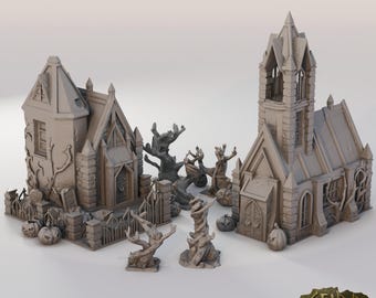 Haunted Graveyard 3D Printed Terrain • Gothic Cemetery Terrain • DND Graveyard Terrain • Tabletop Wargames, Modelers, TTRPG, Dioramas