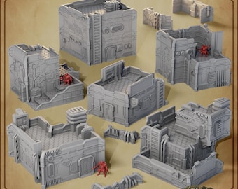 City Sci-Fi Urban Terrain Set• Cyberpunk Buildings • Barriers • Miniature Set for Tabletop Wargames, TTRPG & Diorama models
