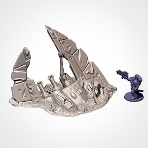 Schiffswrack 07 – Xenos Crashed Ships – Gelände für Tabletop Landschaft, Wargaming und Hobbymalerei