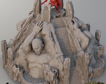 Opferaltar von 4 Collosi • 3D gedrucktes Fantasy Dschungel Tempel Gelände • Mythisches Monument Wargame Gelände • Tabletop Kriegsspiele, TTRPG