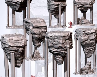 Floating Rocks Terrain Set • Fantasy Scenery and Sci-Fi Wargames • Scatter for TTRPGs, Dioramas, Tabletop games • Miniatures