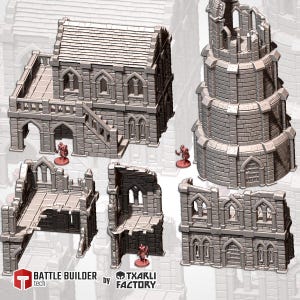 Ruins of the Western Kingdom – Fantasy Town, Ruins, Mansion, Tower Terrain for Wargaming, Tabletop Scenery, and Hobby Painting