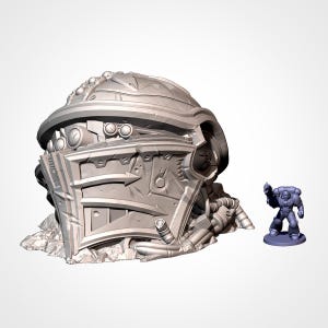 Mega Titan Destroyed Head – Sci-fi Terrain for Wargaming, Tabletop Scenery, and Hobby Painting