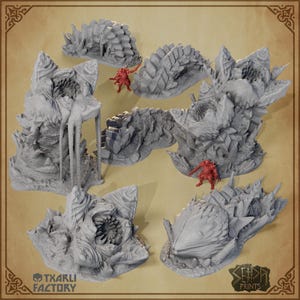 Vermes da Areia - Terreno Desértico Impresso em 3D - Monstros Vermes da Areia para Jogos de Guerra, Cenários de Mesa e Pintura para Hobbistas