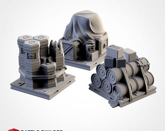 Supplies Pack - Scatter Terrain Set - Miniature Crates Barrels Boxes for Wargaming, Tabletop Scenery, and Hobby Painting