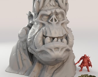 Estátua de Orc impressa em 3D de César • Monumentos de Orc • Escultura de Terreno de Fantasia • Cenário de Wargames para Jogos de Guerra de Mesa, TTRPG