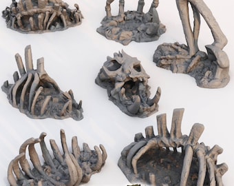 Gigantic Bones 3D Printed Terrain - Giant Skeleton Scatter - Monster Bones - Terrain for Wargaming, Tabletop Scenery, and Hobby Painting