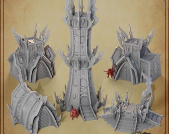Village of the Dark Elves • 3D Printed Terrain Compatible with DnD • Fantasy Buildings • Terrain for TTRPG Wargaming, Tabletop Scenery