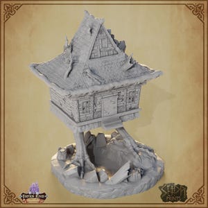 Coffre-fort Baba Yaga Hag Hut • Porte-dés hutte de sorcière • Accessoire du MDN imprimé en 3D • Récipient à dés TTRPG • Organisateur de dés de table