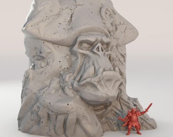 Estátua de Orc Napoleão impressa em 3D • Monumentos de Orc • Escultura em terreno de fantasia • Cenário de jogos de guerra para jogos de mesa, TTRPG