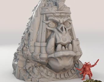 Estátua de Orc Cleópatra impressa em 3D • Monumentos de Orc • Escultura de Terreno de Fantasia • Cenário de Wargames para Jogos de Guerra de Mesa, TTRPG