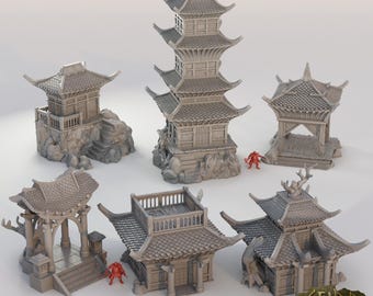 Oriental Buildings 3D Printed Terrain • Traditional Asian Architecture Terrain • Wargaming Scenery for Tabletop Wargames, TTRPG
