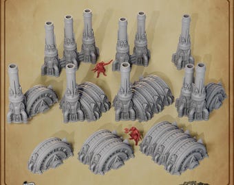 Industrial Turbine Terrain Set • Sci-Fi Power Generators • Industrial Terrain Set for Wargaming, Tabletop Scenery, and Hobby Painting