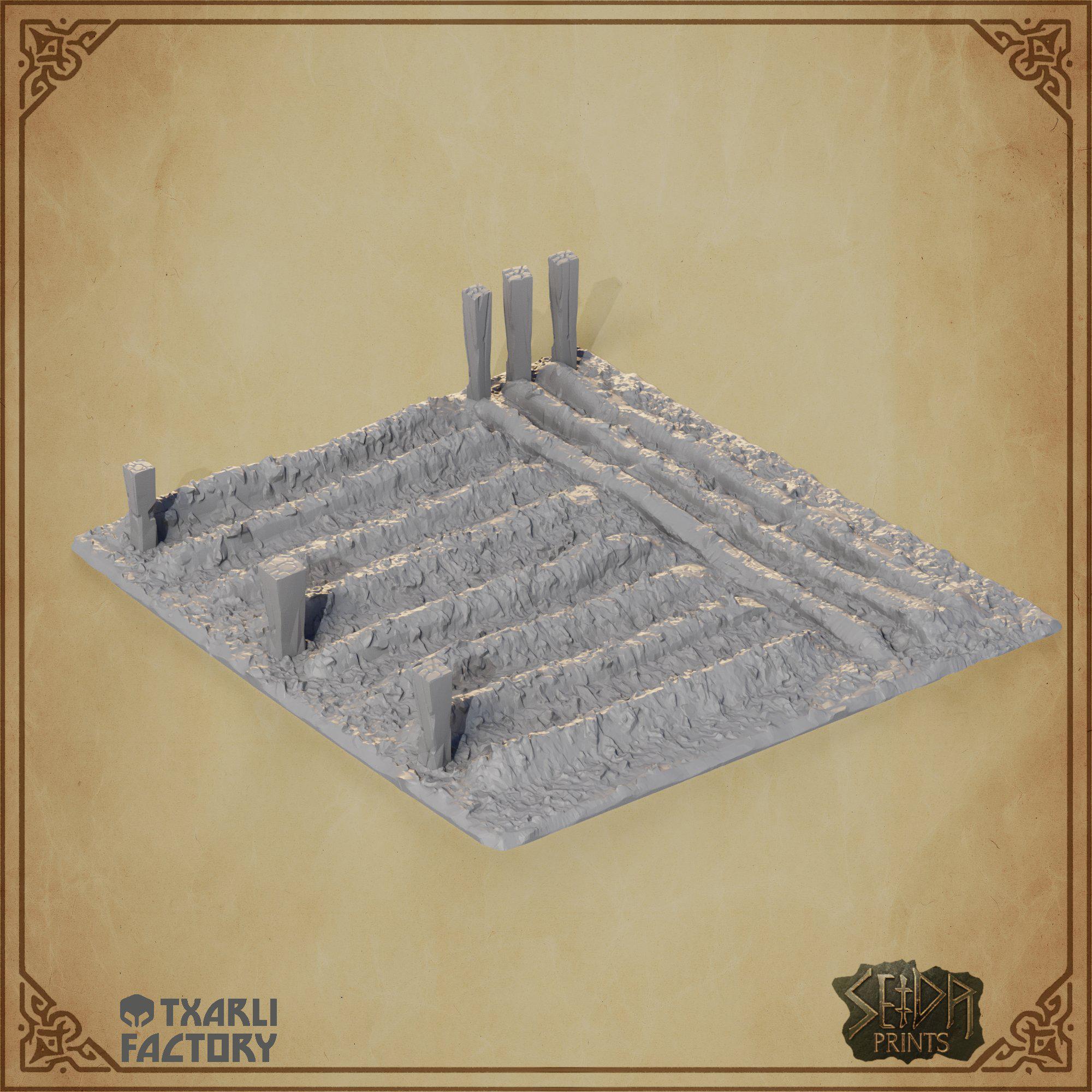 Fenced Farm Land Fields Terrain • Village Farmland Scatter Terrain ...